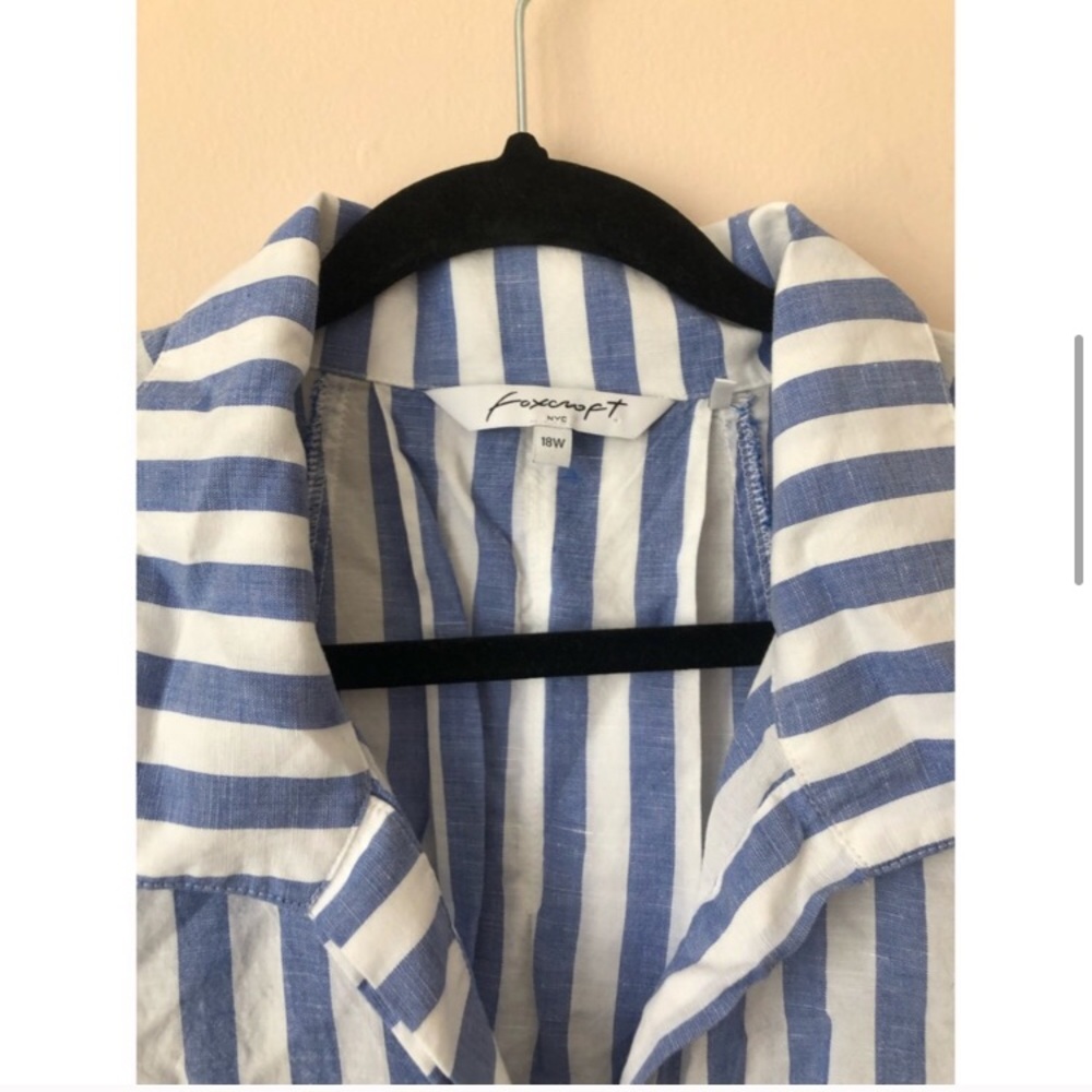 Foxcroft NYC Blue Striped Button Down 18W - Picture 5 of 10